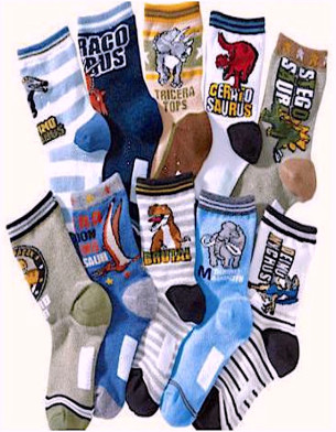 Kids Dinosaurs Design 6Y-8Y Cotton Socks Set of 10 Pairs KS72
